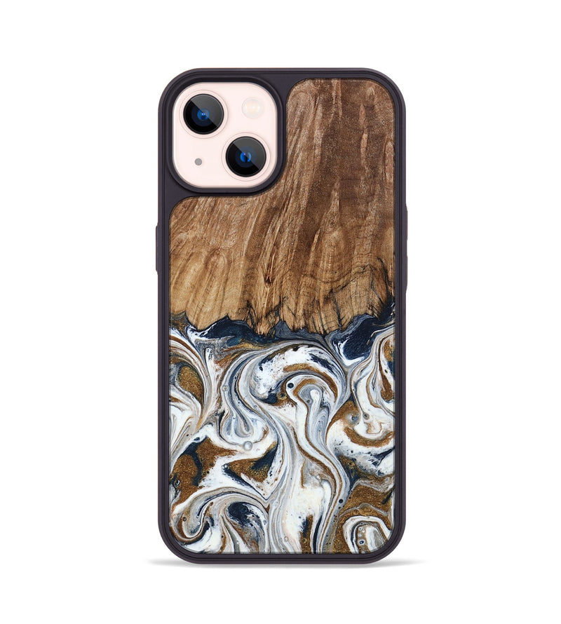 iPhone 14 Wood Phone Case - Kye (Teal & Gold, 795463)
