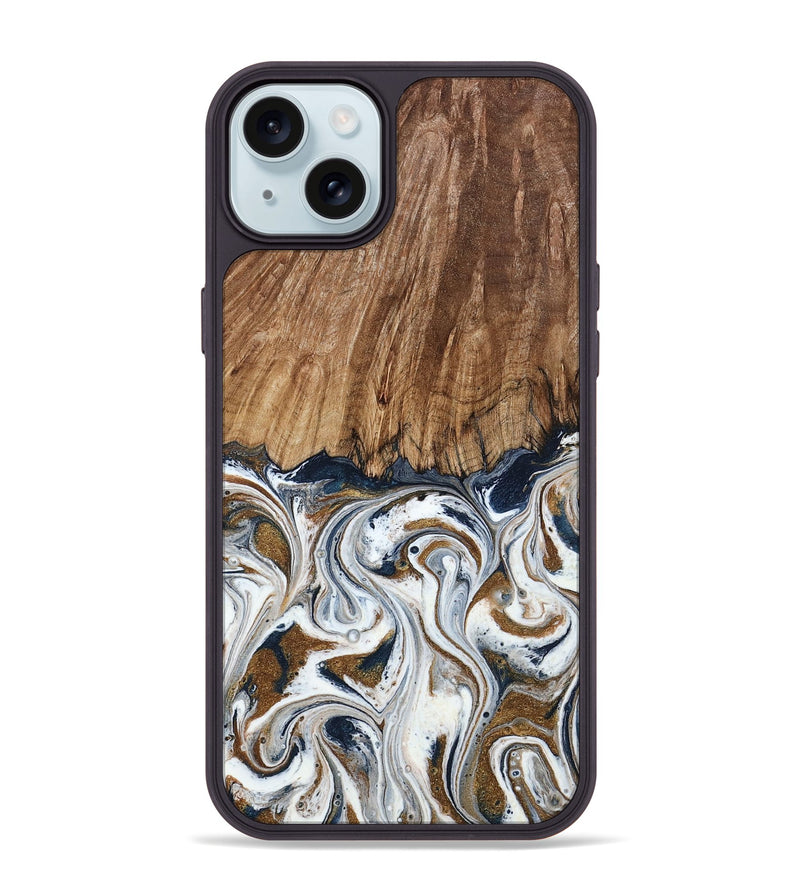 iPhone 15 Plus Wood Phone Case - Kye (Teal & Gold, 795463)