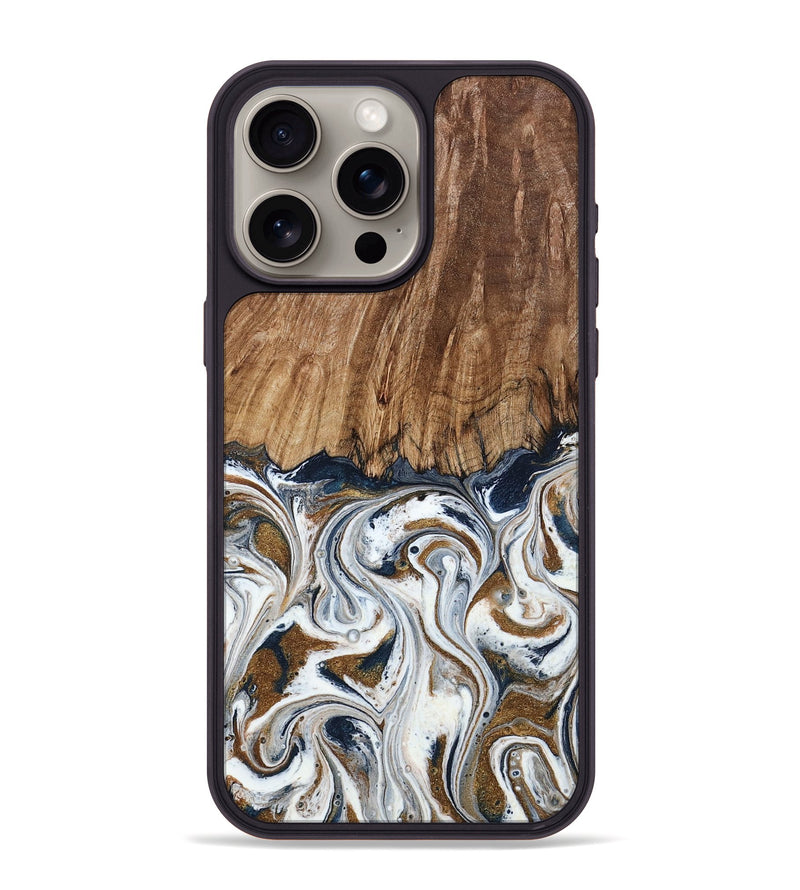 iPhone 15 Pro Max Wood Phone Case - Kye (Teal & Gold, 795463)