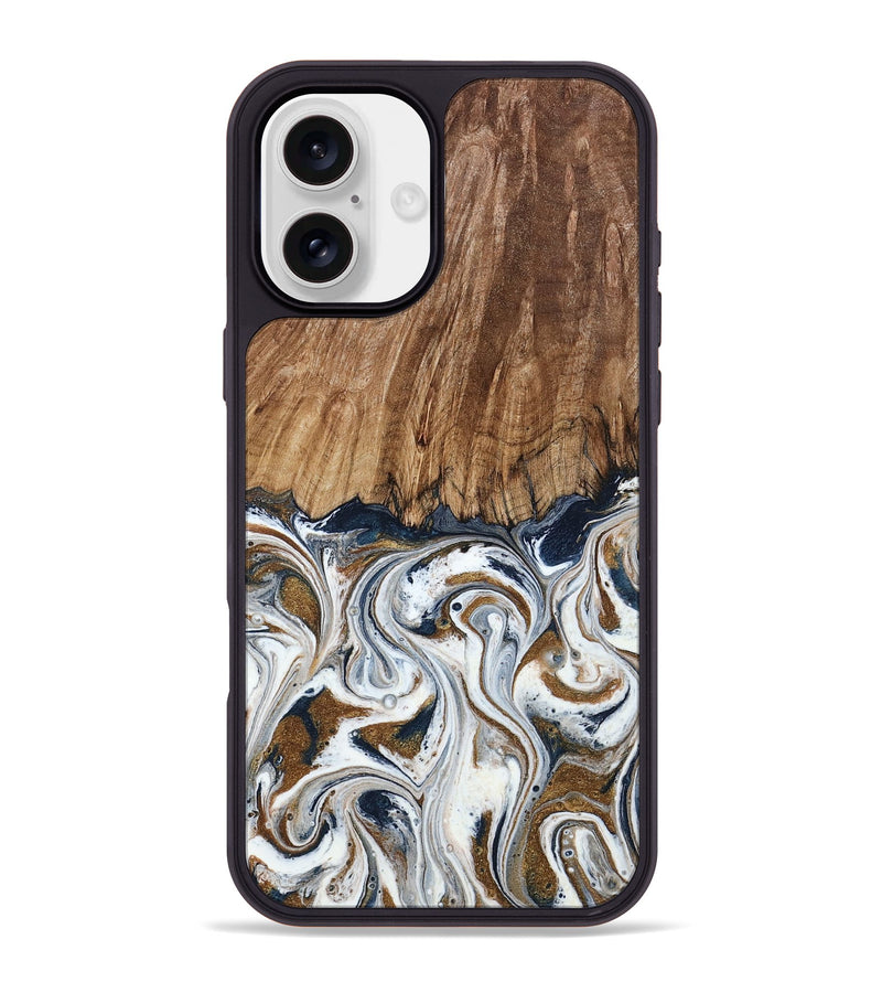iPhone 16 Plus Wood Phone Case - Kye (Teal & Gold, 795463)