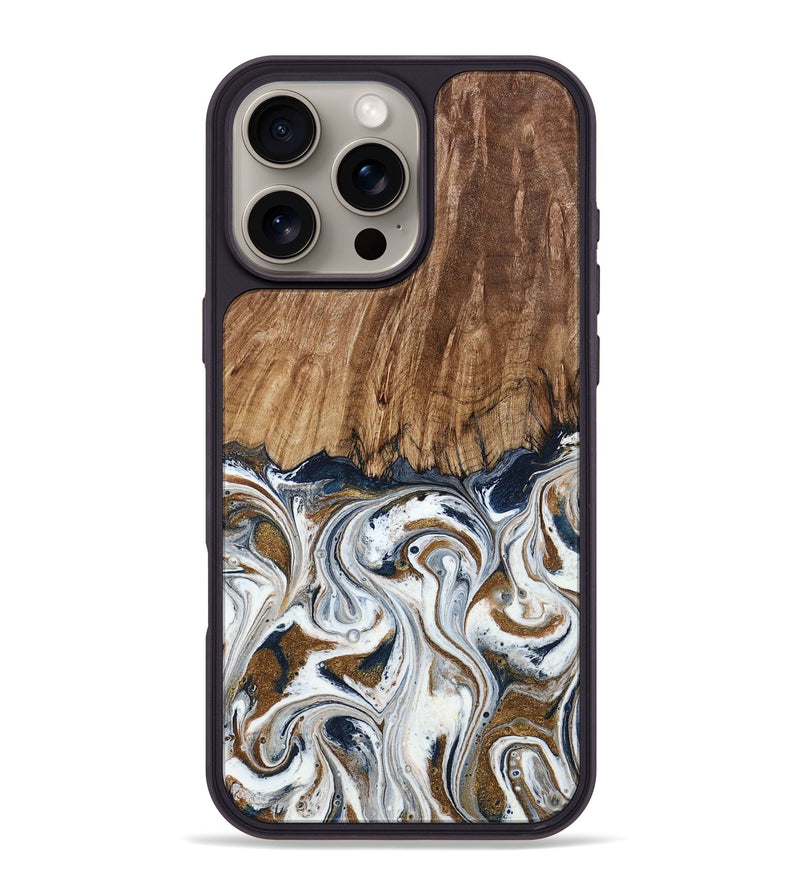 iPhone 16 Pro Max Wood Phone Case - Kye (Teal & Gold, 795463)