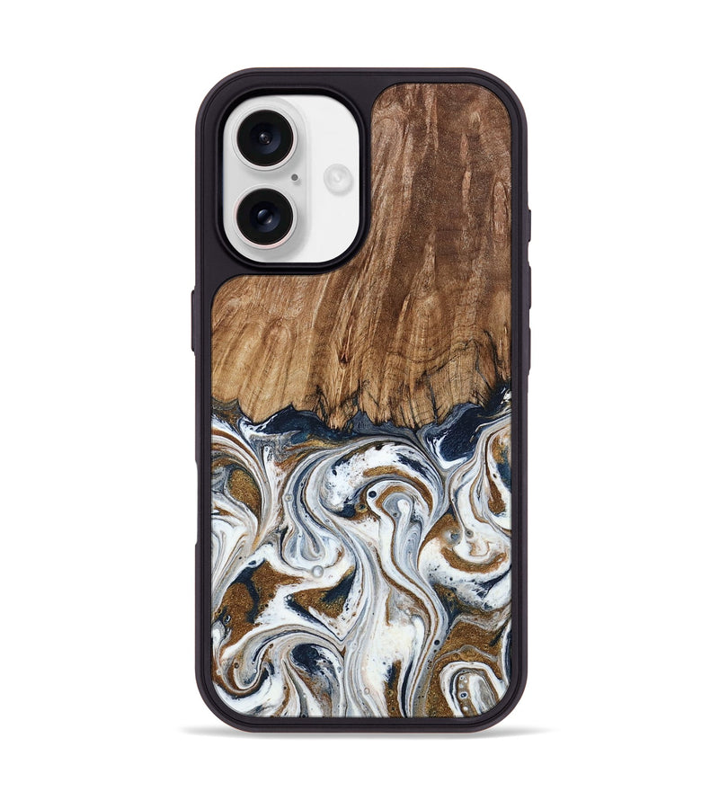 iPhone 17 Wood Phone Case - Kye (Teal & Gold, 795463)