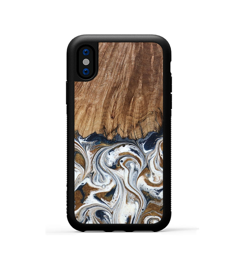 iPhone Xs Wood Phone Case - Kye (Teal & Gold, 795463)