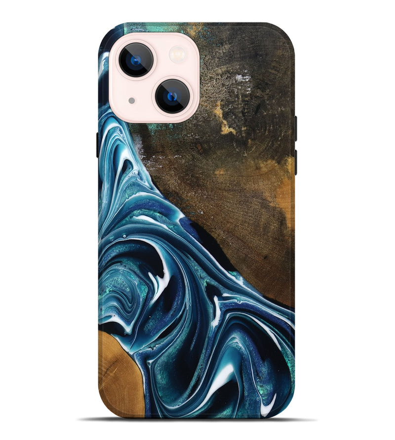 iPhone 14 Plus Wood Live Edge Phone Case - Joziah (Blue, 795570)
