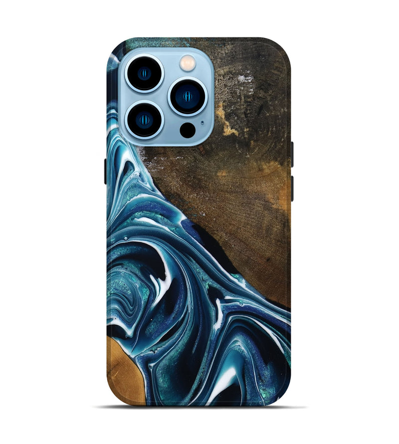 iPhone 14 Pro Wood Live Edge Phone Case - Joziah (Blue, 795570)
