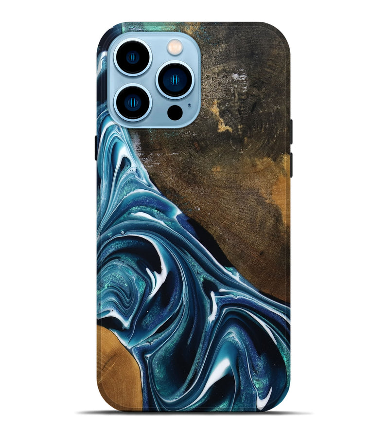 iPhone 14 Pro Max Wood Live Edge Phone Case - Joziah (Blue, 795570)