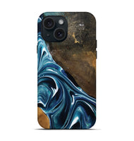 iPhone 15 Wood Live Edge Phone Case - Joziah (Blue, 795570)