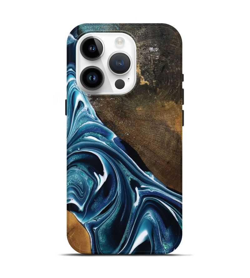 iPhone 15 Pro Wood Live Edge Phone Case - Joziah (Blue, 795570)
