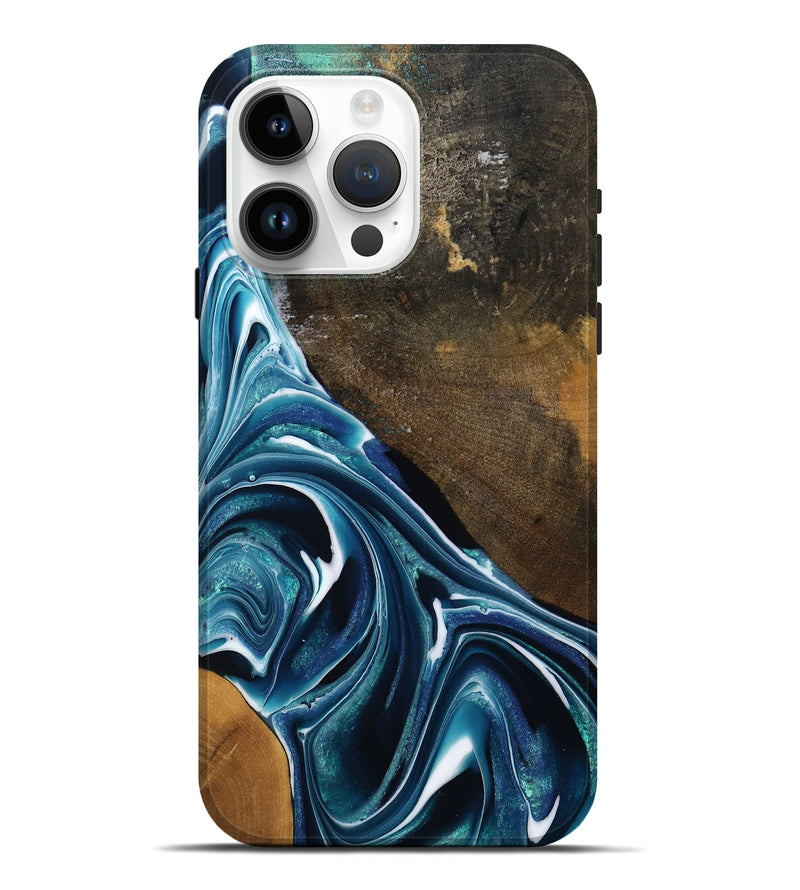 iPhone 15 Pro Max Wood Live Edge Phone Case - Joziah (Blue, 795570)