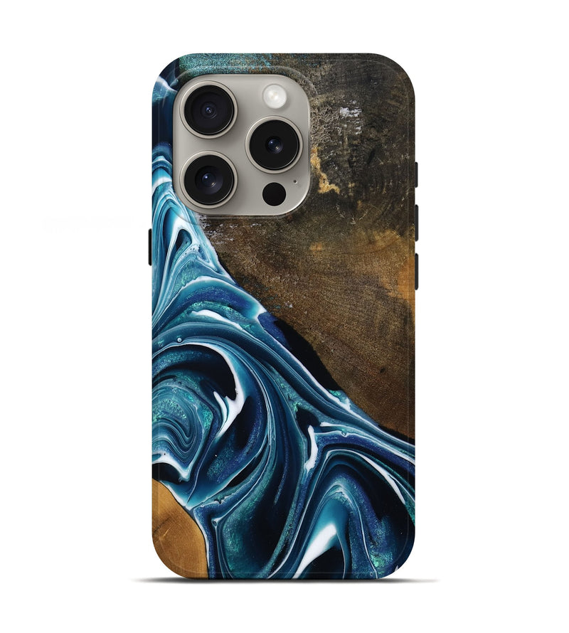iPhone 16 Pro Wood Live Edge Phone Case - Joziah (Blue, 795570)
