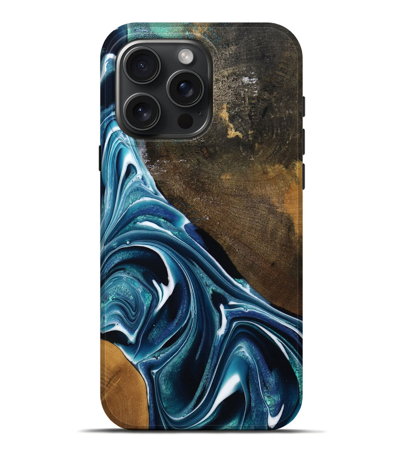 iPhone 16 Pro Max Wood Live Edge Phone Case - Joziah (Blue, 795570)