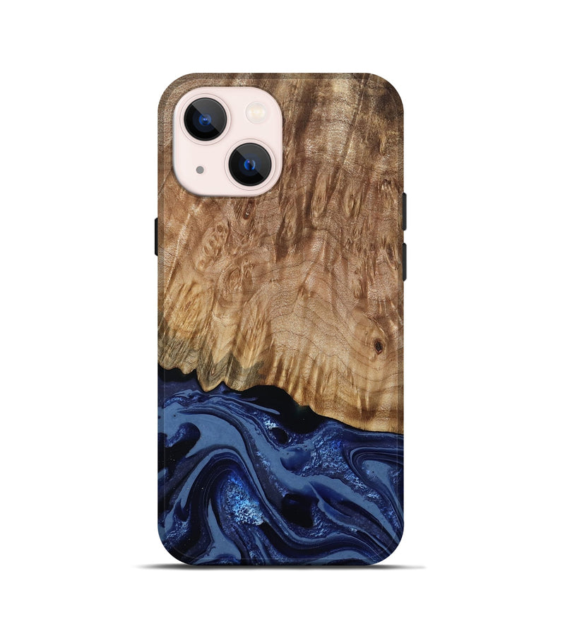 iPhone 13 mini Wood Live Edge Phone Case - Aspen (Blue, 795599)