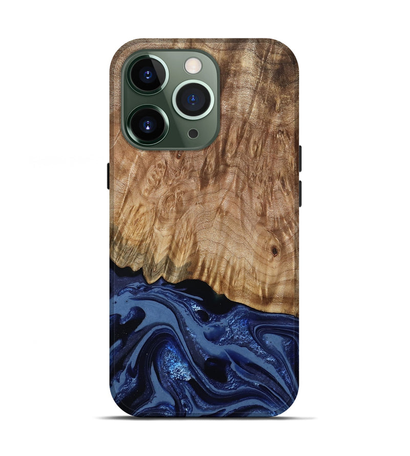iPhone 13 Pro Wood Live Edge Phone Case - Aspen (Blue, 795599)