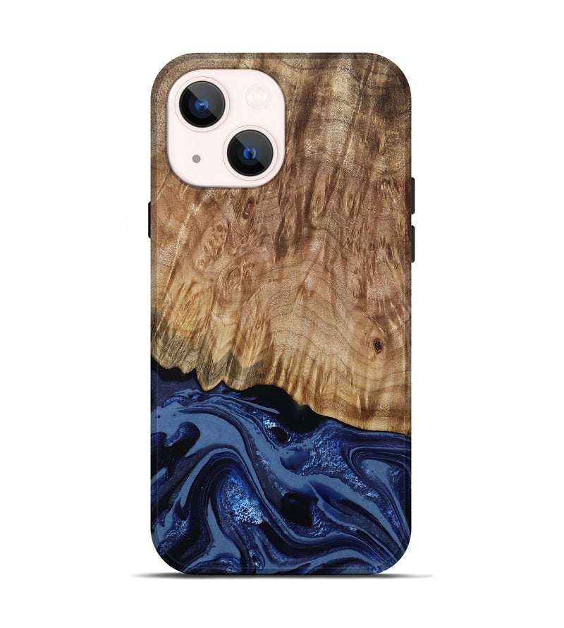 iPhone 14 Wood Live Edge Phone Case - Aspen (Blue, 795599)