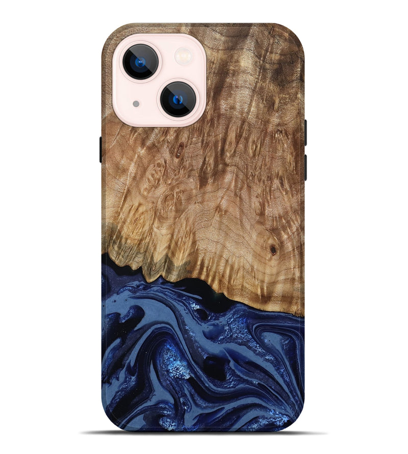iPhone 14 Plus Wood Live Edge Phone Case - Aspen (Blue, 795599)