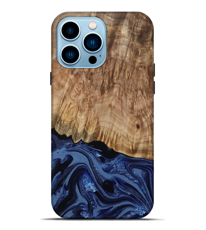iPhone 14 Pro Max Wood Live Edge Phone Case - Aspen (Blue, 795599)