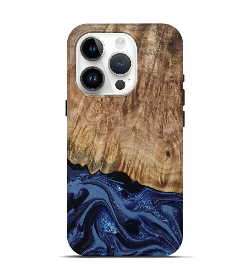 iPhone 15 Pro Wood Live Edge Phone Case - Aspen (Blue, 795599)