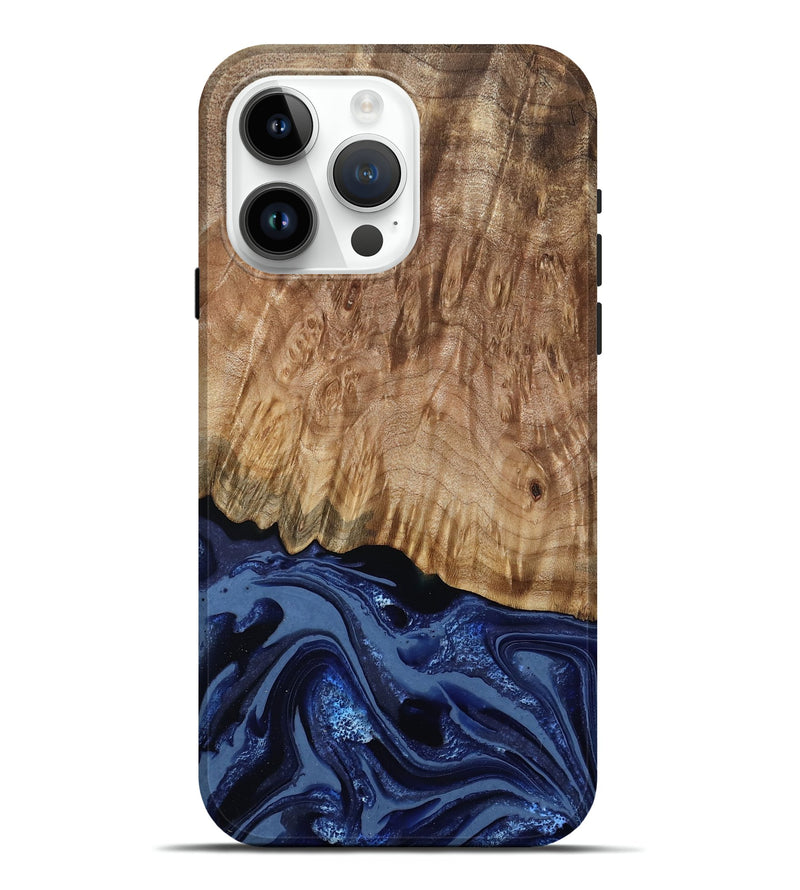 iPhone 15 Pro Max Wood Live Edge Phone Case - Aspen (Blue, 795599)