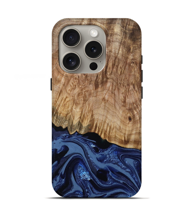 iPhone 16 Pro Wood Live Edge Phone Case - Aspen (Blue, 795599)