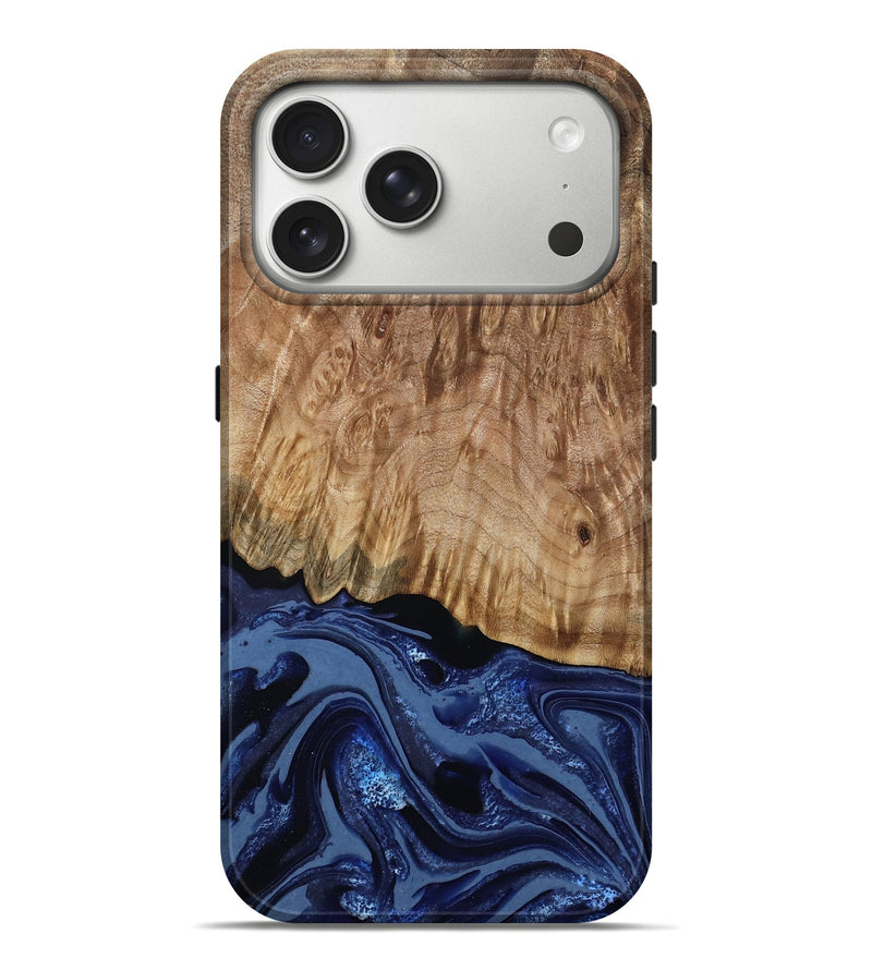 iPhone 17 Pro Max Wood Live Edge Phone Case - Aspen (Blue, 795599)