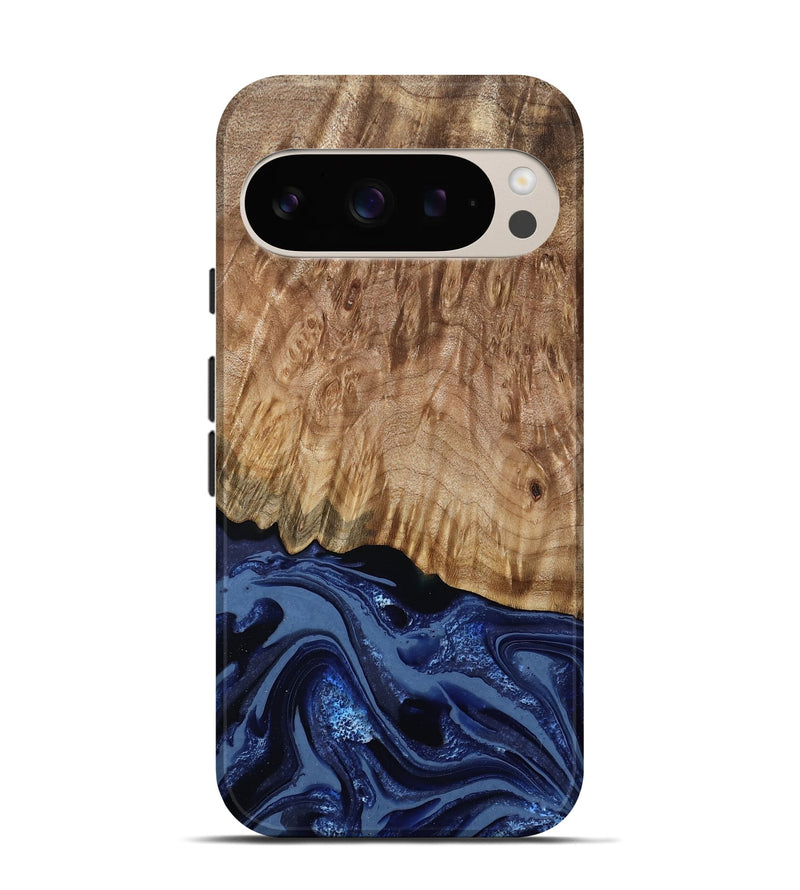 Pixel 9 Pro Wood Live Edge Phone Case - Aspen (Blue, 795599)