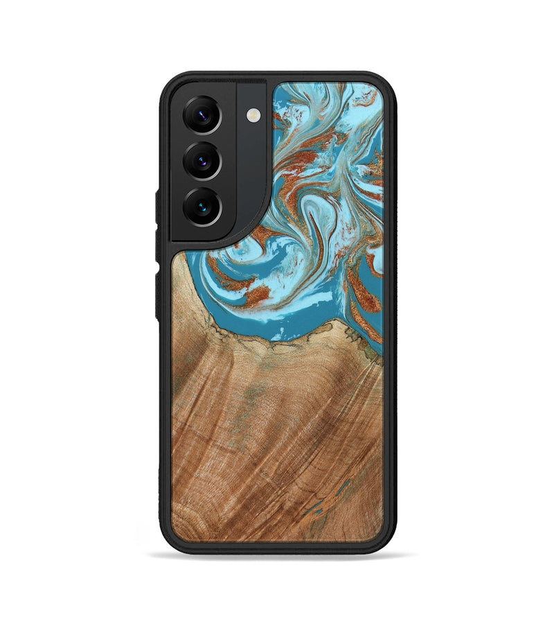 Galaxy S22 Wood Phone Case - Devyn (Teal & Gold, 795731)