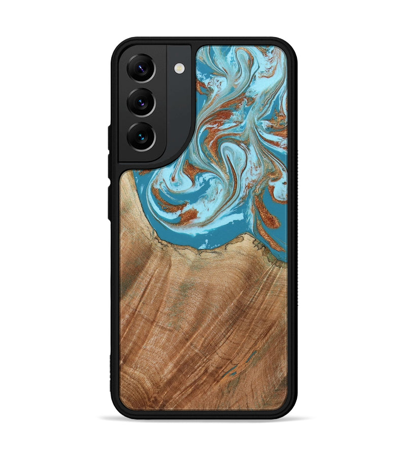 Galaxy S22 Plus Wood Phone Case - Devyn (Teal & Gold, 795731)