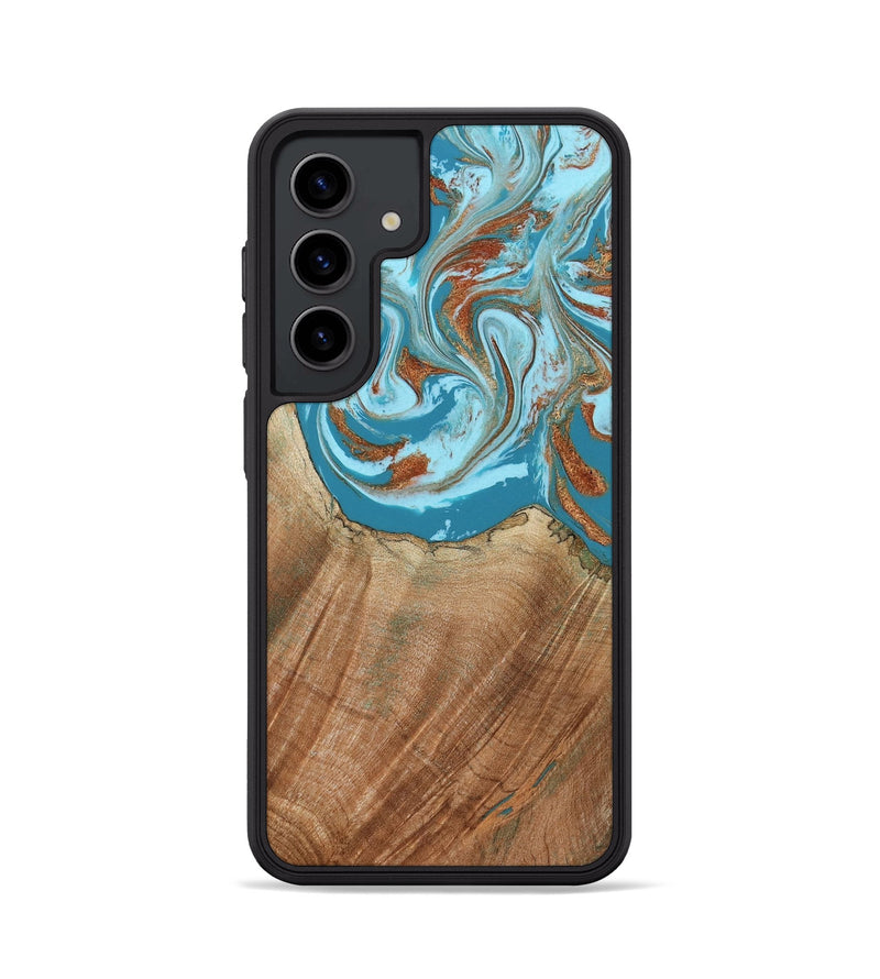 Galaxy S24 Wood Phone Case - Devyn (Teal & Gold, 795731)