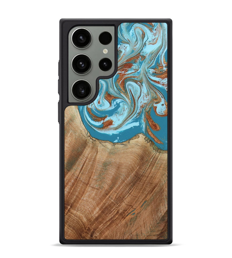 Galaxy S24 Ultra Wood Phone Case - Devyn (Teal & Gold, 795731)