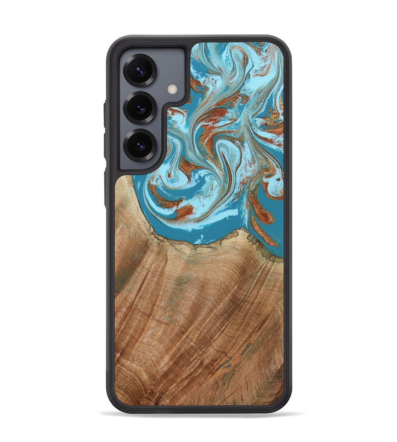 Galaxy S25 Plus Wood Phone Case - Devyn (Teal & Gold, 795731)
