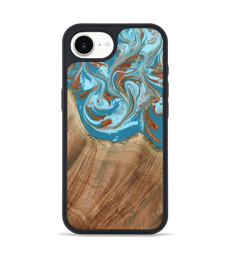 iPhone 16e Wood Phone Case - Devyn (Teal & Gold, 795731)