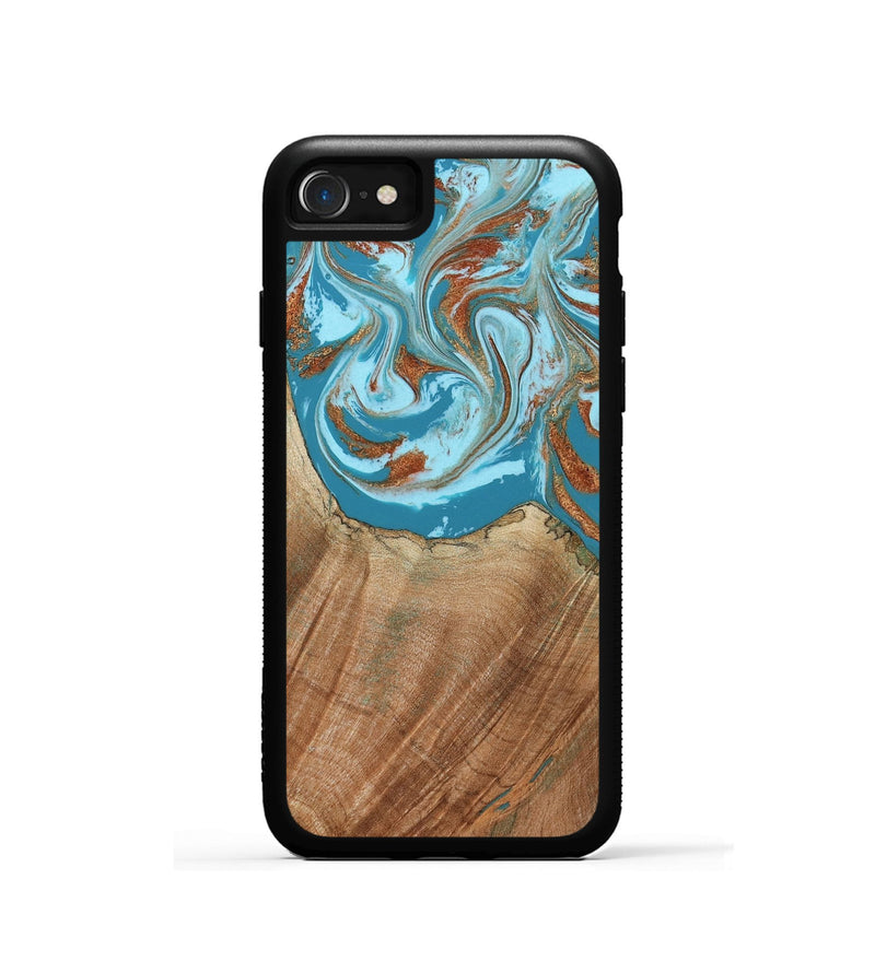 iPhone SE Wood Phone Case - Devyn (Teal & Gold, 795731)