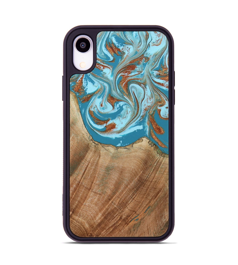 iPhone Xr Wood Phone Case - Devyn (Teal & Gold, 795731)