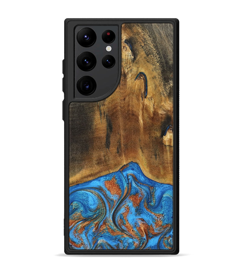 Galaxy S22 Ultra Wood Phone Case - Denny (Teal & Gold, 795738)