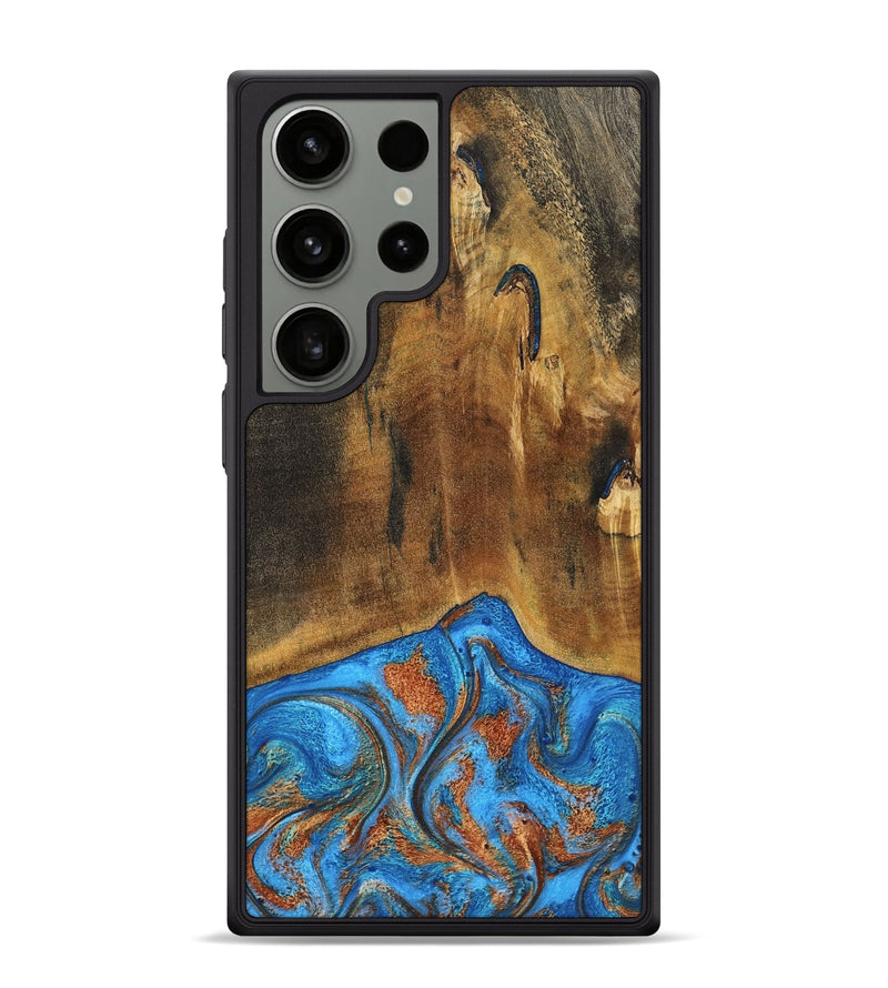 Galaxy S24 Ultra Wood Phone Case - Denny (Teal & Gold, 795738)