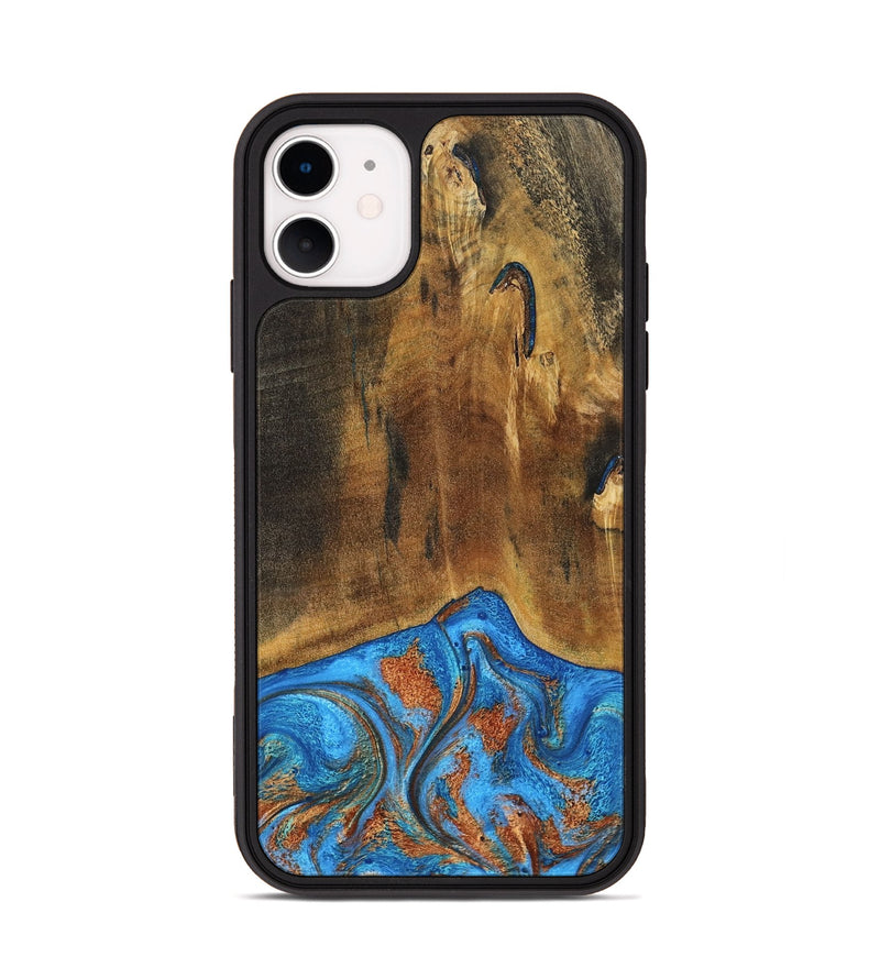 iPhone 11 Wood Phone Case - Denny (Teal & Gold, 795738)