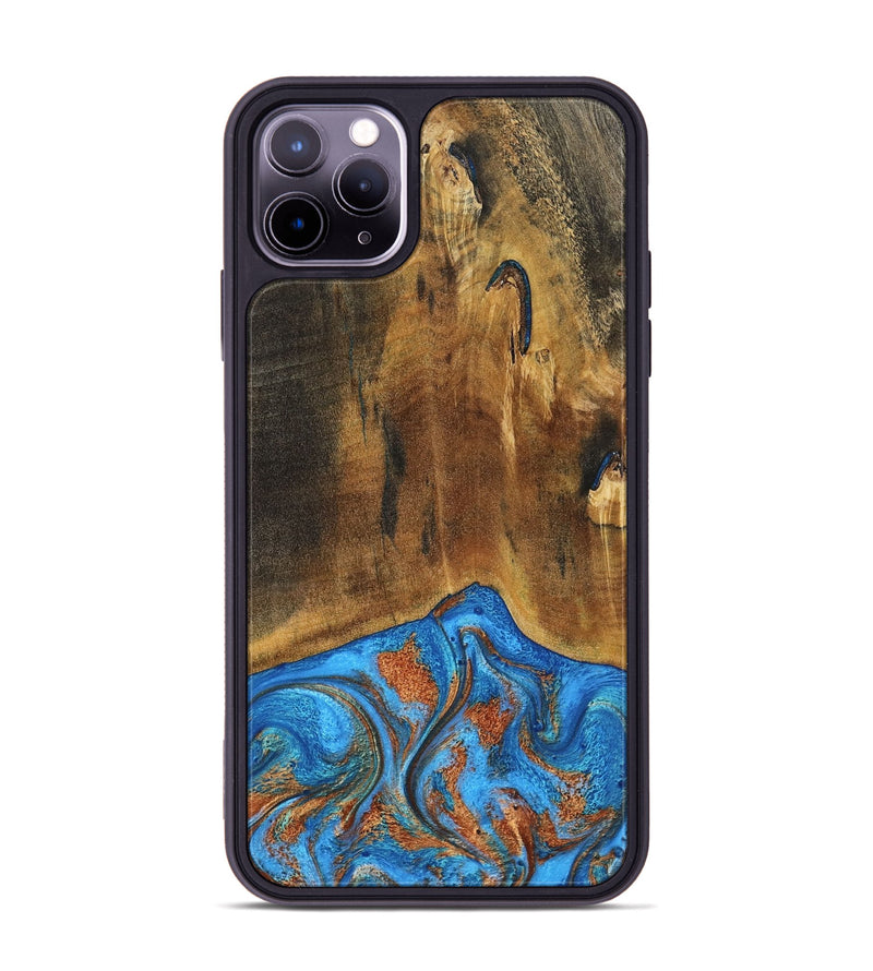 iPhone 11 Pro Max Wood Phone Case - Denny (Teal & Gold, 795738)