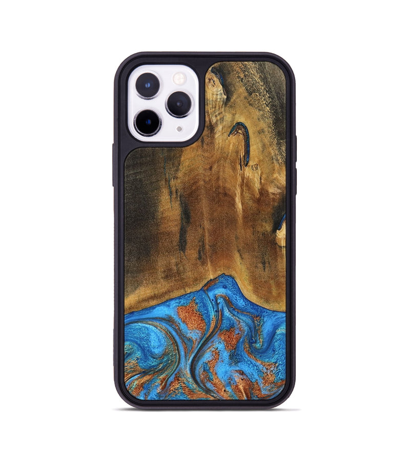 iPhone 11 Pro Wood Phone Case - Denny (Teal & Gold, 795738)