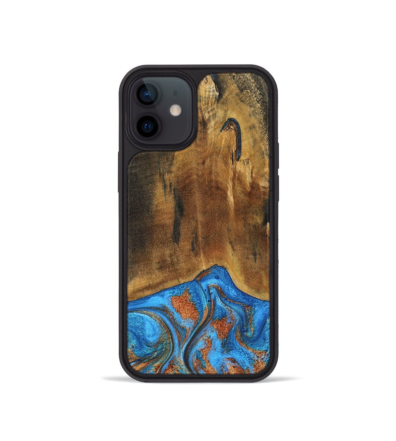 iPhone 12 mini Wood Phone Case - Denny (Teal & Gold, 795738)