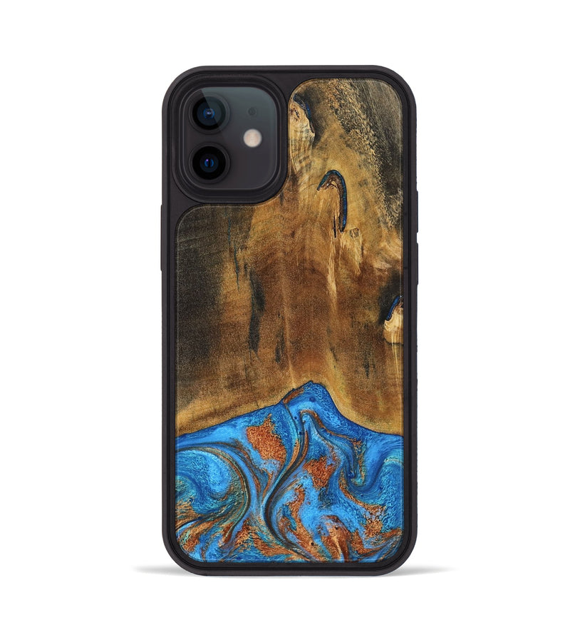 iPhone 12 Wood Phone Case - Denny (Teal & Gold, 795738)