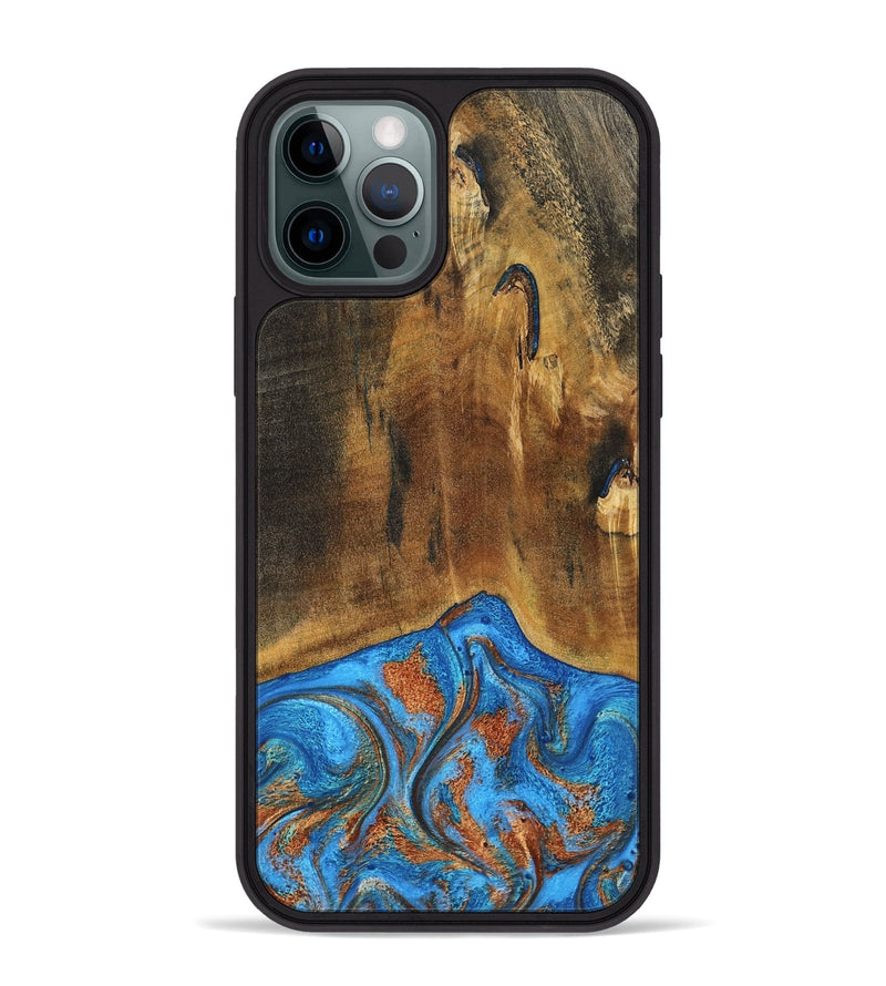 iPhone 12 Pro Max Wood Phone Case - Denny (Teal & Gold, 795738)