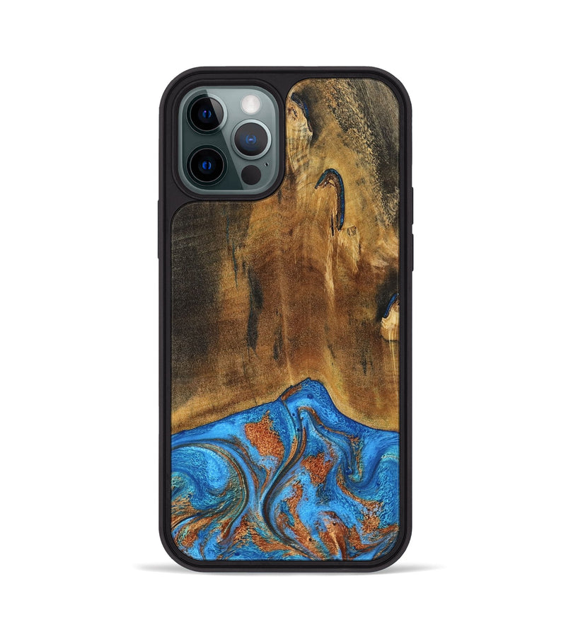 iPhone 12 Pro Wood Phone Case - Denny (Teal & Gold, 795738)