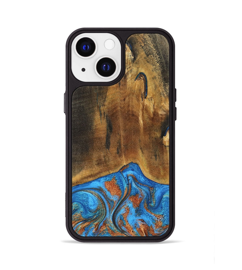iPhone 13 Wood Phone Case - Denny (Teal & Gold, 795738)