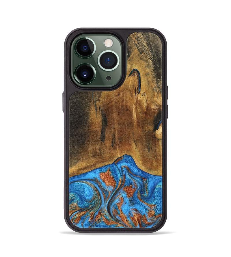 iPhone 13 Pro Wood Phone Case - Denny (Teal & Gold, 795738)