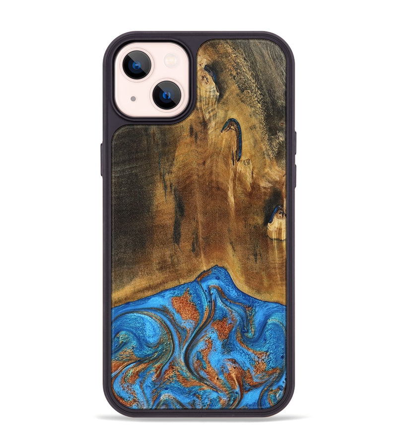 iPhone 14 Plus Wood Phone Case - Denny (Teal & Gold, 795738)