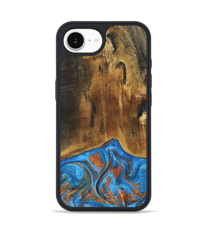 iPhone 16e Wood Phone Case - Denny (Teal & Gold, 795738)