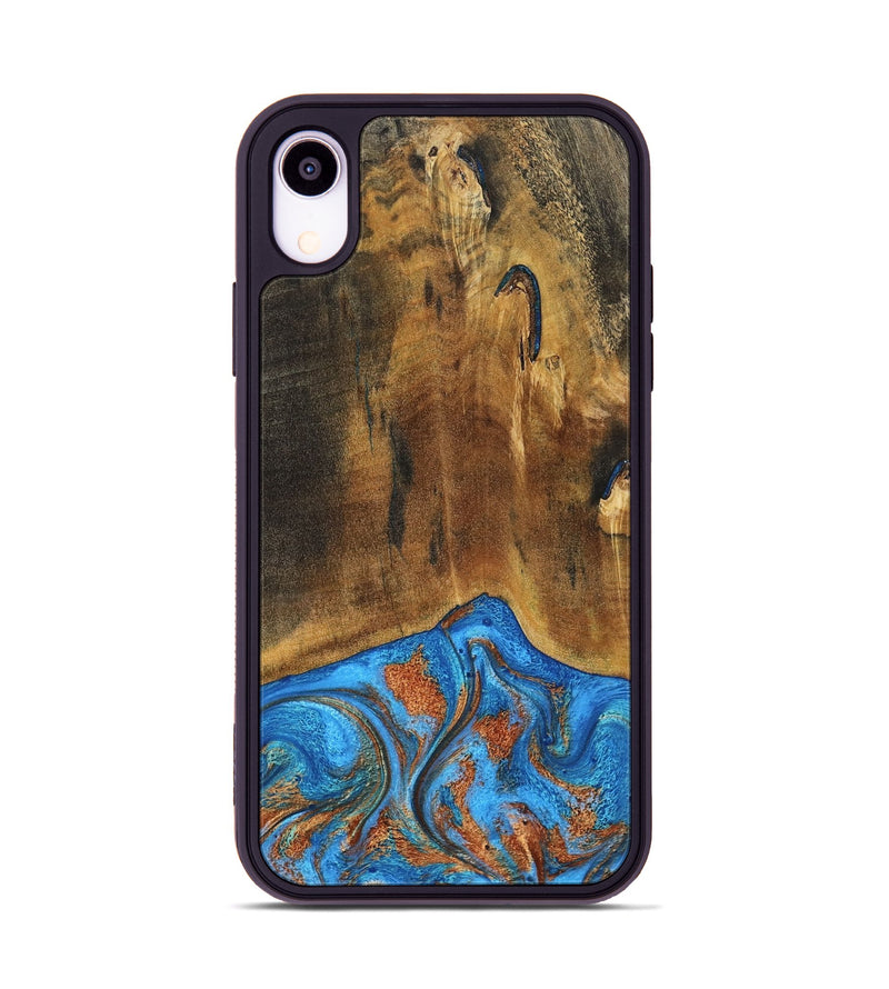 iPhone Xr Wood Phone Case - Denny (Teal & Gold, 795738)