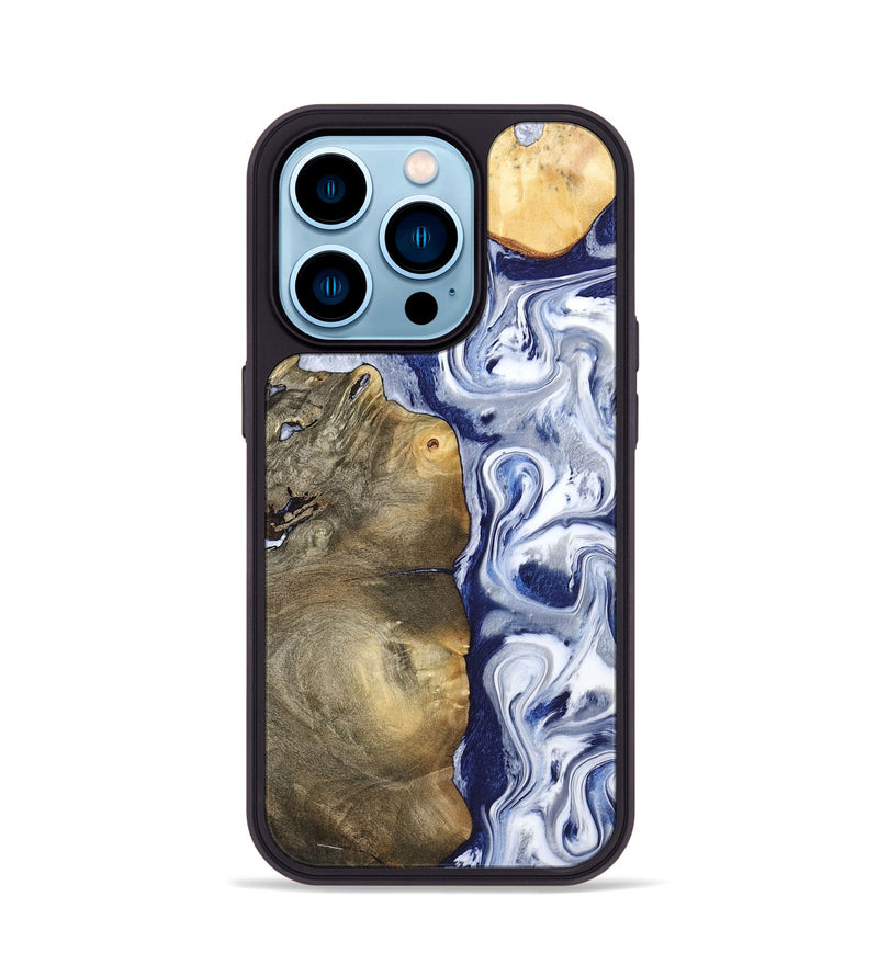 iPhone 14 Pro Wood Phone Case - Mahala (Blue, 795798)