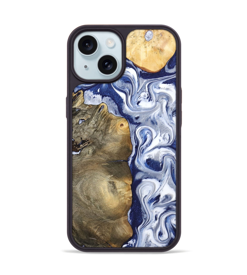 iPhone 15 Wood Phone Case - Mahala (Blue, 795798)