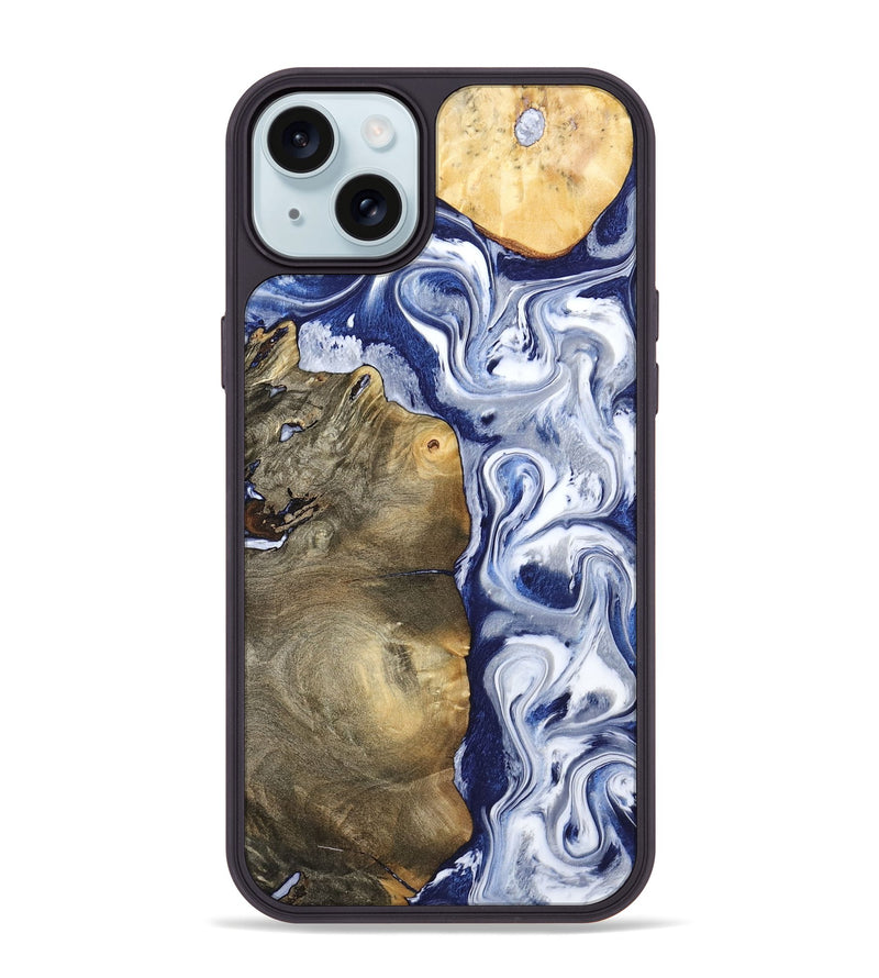 iPhone 15 Plus Wood Phone Case - Mahala (Blue, 795798)